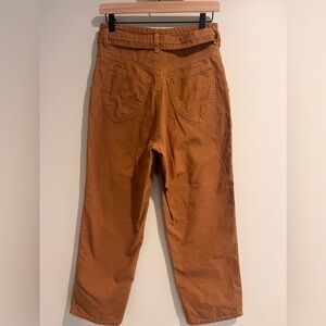LYKKE WULLF Ranch Pants Jeans Honey Mustard Tie Belt Straight Leg SMALL